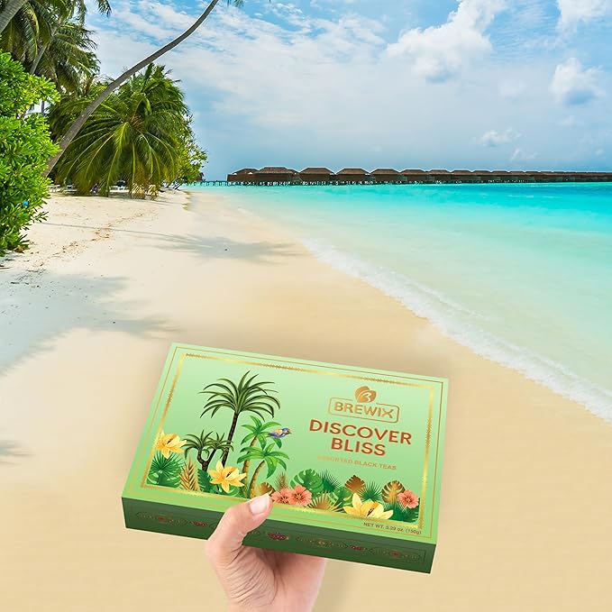 BREWIX, Discover Bliss Premium Black Tea Christmas Gift Box (5.29oz/ 75+ Cup) | Tea Gift Sets For Tea Lover |6 Unique Black Tea | Best for Birthdays, Anniversaries & Holidays