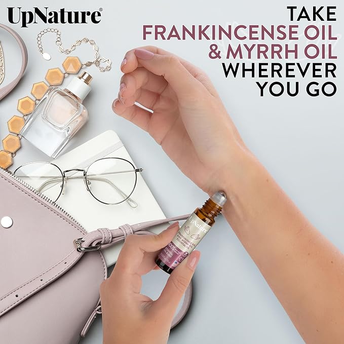 UpNature Frankincense Oil and Myrrh Essential Oil Roll On - 100% Natural Aromatherapy Blend Roller for Skin