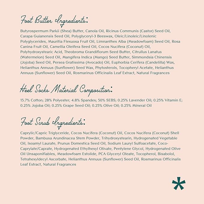 Bare August Foot Cream, Foot Scrub Exfoliator & Heel Socks Bundle