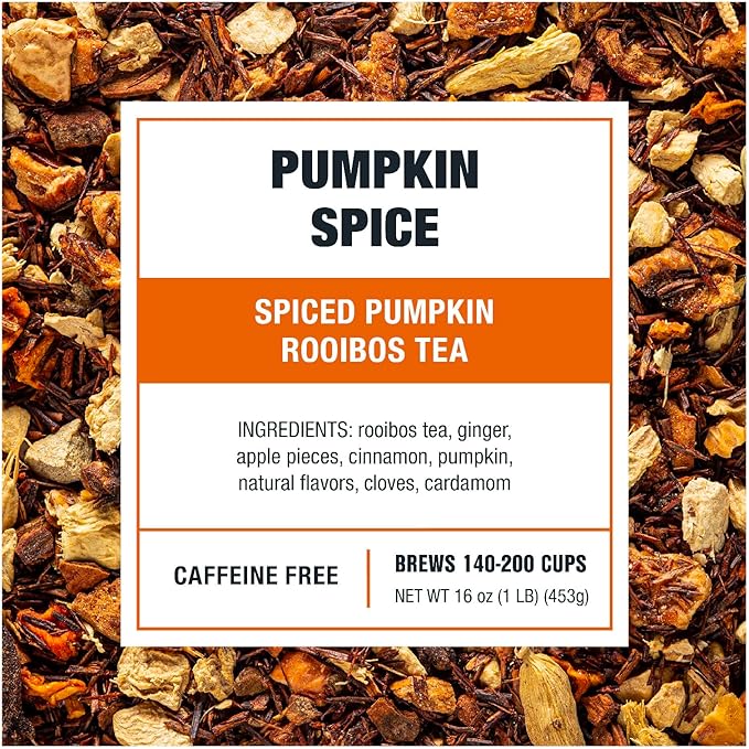 Tiesta Tea - Pumpkin Spice Rooibos Tea | Loose Leaf | Premium Blend | Non-Caffeinated Herbal Infusion | Make Hot or Iced & Brews Up to 200 Cups | 16oz Resealable Pouch