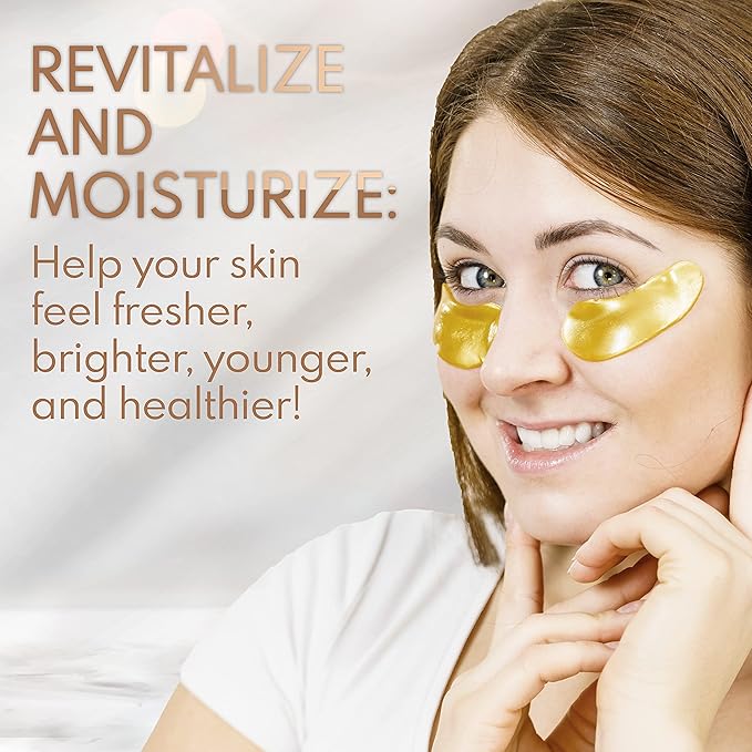 Under Eye Anti-Aging Eye Mask Collagen Patch Treatment for Minimizing Wrinkles, Puffy Eyes, Eye Bags, Dark Circles, Fine Lines Under the Eye, Looking Less Tired, Revitalizing, Moisturizing and Refreshing Your Skin 12 Pairs (Gold)