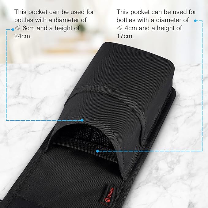 SITHON Professional Massage Bottle Bag for 1 Bottle, Lotion Oil Waist Holder Organizer, Massage Therapist Holster with Adjustable Belt, Multiple Pockets (Bag Only) (Black)