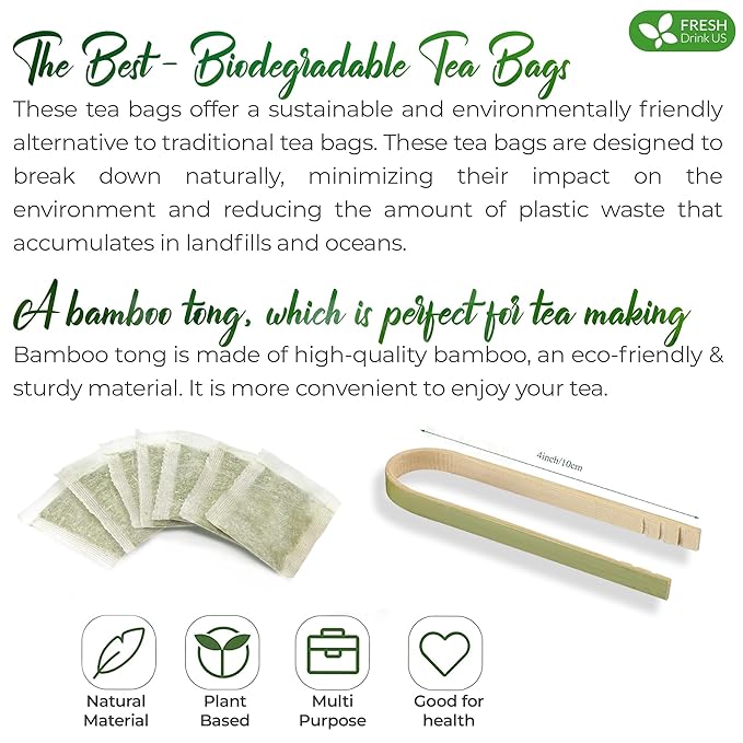 FreshDrinkUS, Premium 30 Horsetail Leaf Tea Bags, 100% Natural & Pure from Horsetail Loose Leaves Herbal Tea. Made with Natural Material Tea Bags. No Sugar, No Caffeine, No Gluten, Vegan.