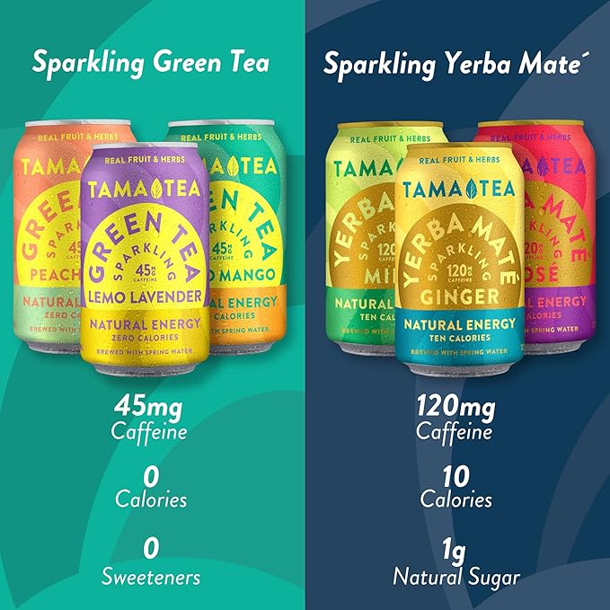 Sparkling Lemo Lavender Green Tea by Tama Tea - Made with Real Fruit & Herbs - Zero Sugar, Zero Calories, Non-GMO - Naturally Energizing Green Tea High in Antioxidants & Nootropics - 12 oz Pack of 12