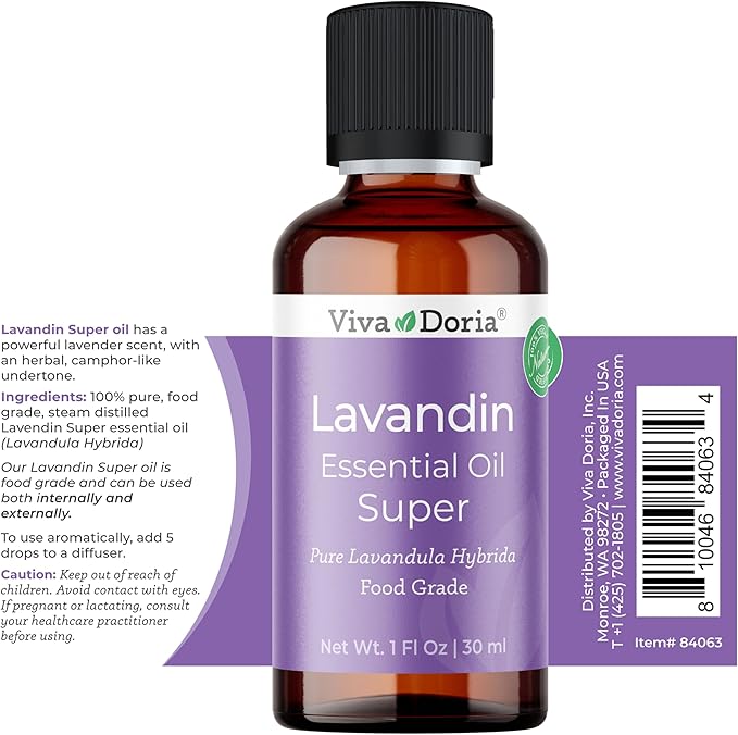 Viva Doria Lavandin Essential Oil, 100% Pure, Natural Essential Oil, Undiluted, for Aromatherapy | Food Grade, 30 mL (1 Fluid Ounce)