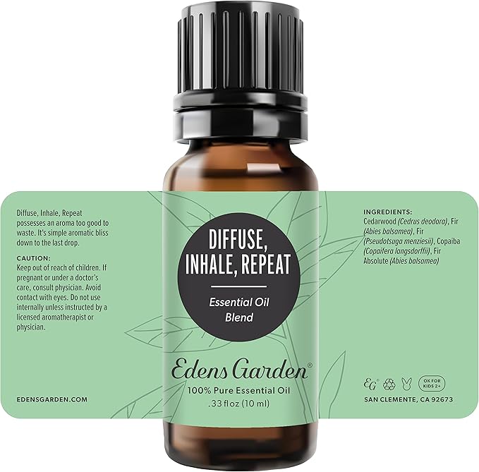 Edens Garden Diffuse Inhale Repeat Essential Oil Synergy Blend, 100% Pure Therapeutic Grade (Undiluted Natural/Homeopathic Aromatherapy Scented Essential Oil Blends) 10 ml