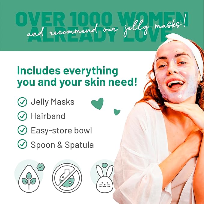 BRÜUN Jelly Mask Jar Aloe Vera Peel-Off Face Care Rubber Mask | 23 fl oz Skin Care Moisturizing Gel Mask Jar Spa Set