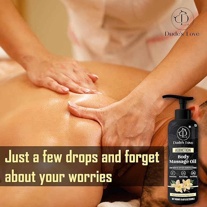 Organic - Vanilla Edible Full Body Massage Oil - No Stain & Non-Sticky | with Fractionated Coconut Oil, Vanilla & Jasmine Oil, Date Night | Massage Oil for Massage Therapy - 8.45 Fl Oz