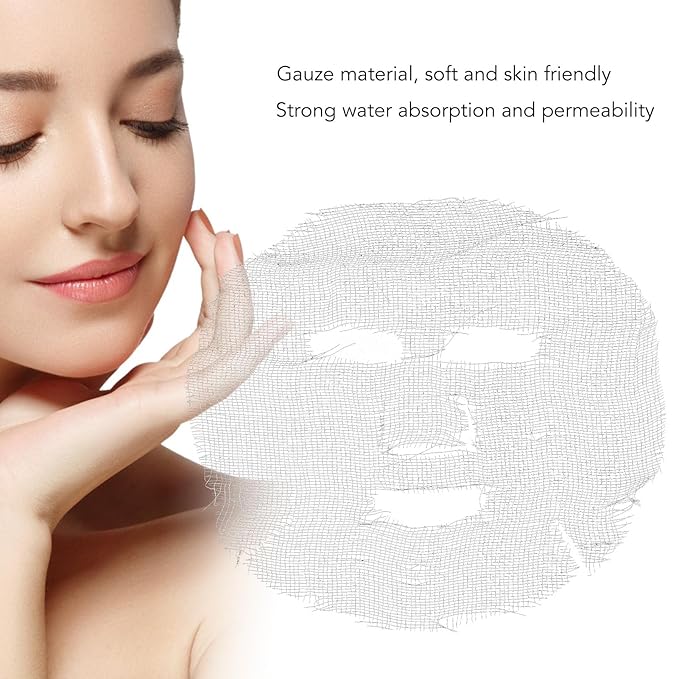 ZJchao Gauze Masks Facials,Mask Water Absorption Disposable DIY Facial Mask Strong Permeability Gauze Pre cut Facial Paper Sheet Facial Mask for High Frequency Facial Treatments and Masks