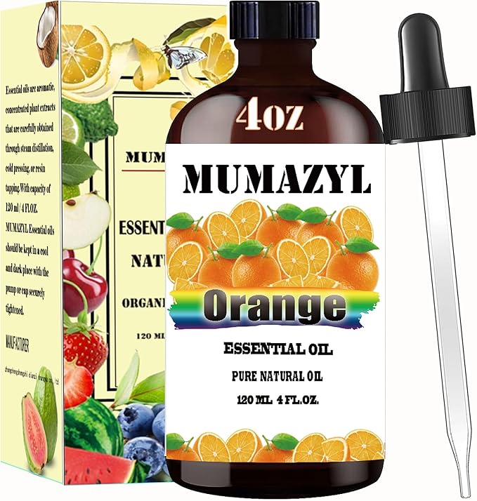 Sweet Orange Essential Oil, Sweet Orange Oil 4 Fl Oz 120ML for Diffuser Humidifier Yoga Cleaning DIY Candle Soap Making Essential Oils