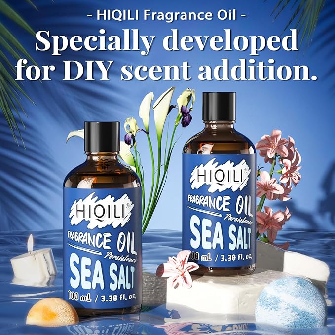 HIQILI Sea Salt Essential Oil 100ml - Fragrance Oil for Candle Making, Homemade Soap, Fresh Scented Oil for Diffusers, Aromatherapy, Laundry 3.38 Fl Oz