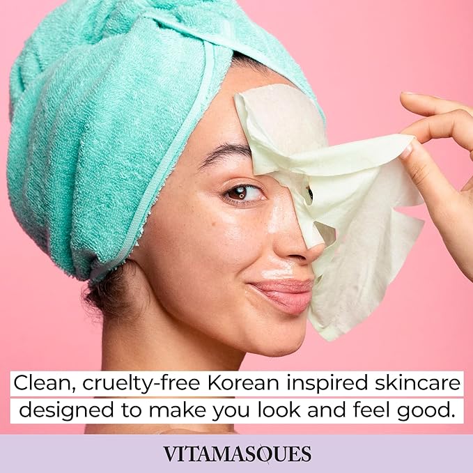 Vitamasques Electrolyte Watermelon Face Sheet Mask, 7 Pack, Boosts Skin Elasticity, Hydrating, Moisturizing, Plant-Based, Vegan-friendly