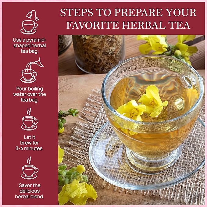 Tealeaf & Co. Mullein Leaf Tea Blended with Fresh Herbs - Pure Herbal Tea Bags with Mullein Leaf Extract - Flavored Herbal Blend - Low Caffeine - Gluten Free - 50 Teabags