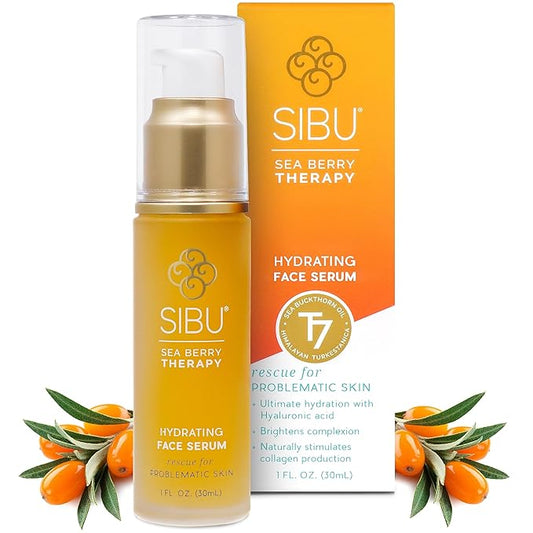 Sibu Hydrating Facial Serum, Made From Premium Sea Buckthorn Oil & Hyaluronic Acid (1oz) – Hydrates Dry Skin, Brightens Complexion & Reduces Blemishes