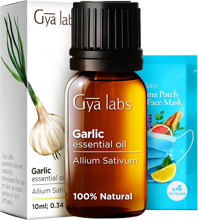 Gya Labs Garlic Essential Oil for Diffuser - 0.34 Fl Oz - 100% Pure Natural Garlic Oil for Skin, Hair, Candle Making, Purifying Spaces - Potent & Garlicky Scent