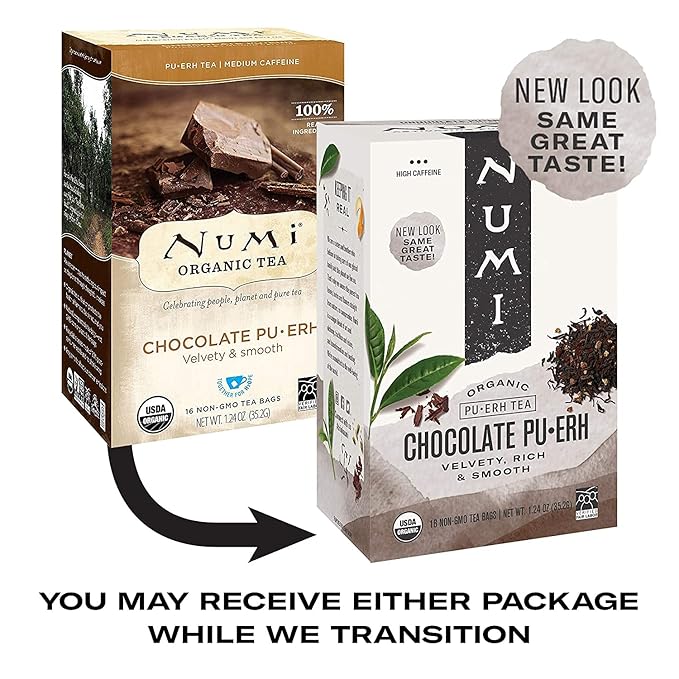 Numi Organic Tea Chocolate Pu-erh, 16 Count (Pack of 6)
