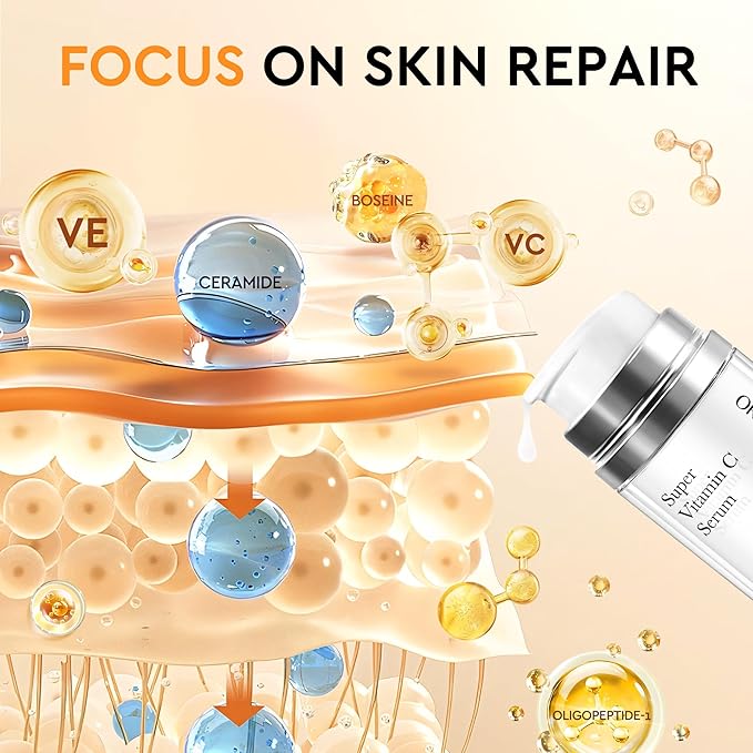 Super Vitamin C Serum For Women Over 70,Vitamin C Face Serum For Women Anti Aging Dark Spot Remover For Face Skin Care, Targets Age Spots, Wrinkles, Brightening, Pore Minimizer, Hydration 1.7fl Oz