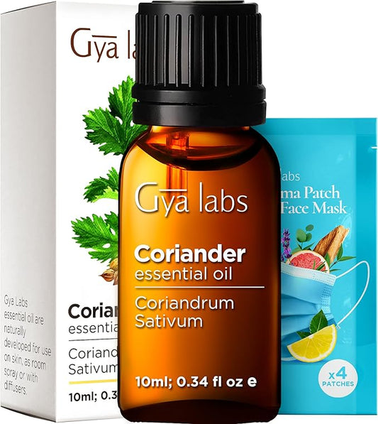 Gya Labs Coriander Essential Oil for Diffuser - 0.34 Fl Oz - 100% Pure Natural Coriander Oil for Skin, Aromatherapy, Skincare Massages & Candles Making - Sweet Spicy Scent DIY