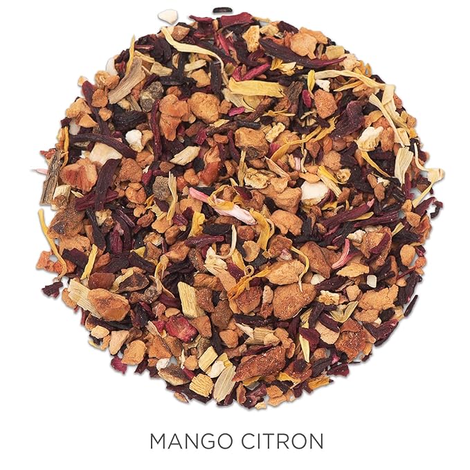 Tea Forte Mango Citron Premium Organic Loose Leaf Caffeine-Free Herbal Tea Blend Canister, Makes 35-50 Cups, Tea Gifts for Mother's Day