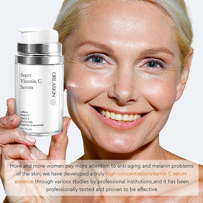 Super Vitamin C Serum For Women Over 70,Vitamin C Face Serum For Women Anti Aging Dark Spot Remover For Face Skin Care, Targets Age Spots, Wrinkles, Brightening, Pore Minimizer, Hydration 1.7fl Oz