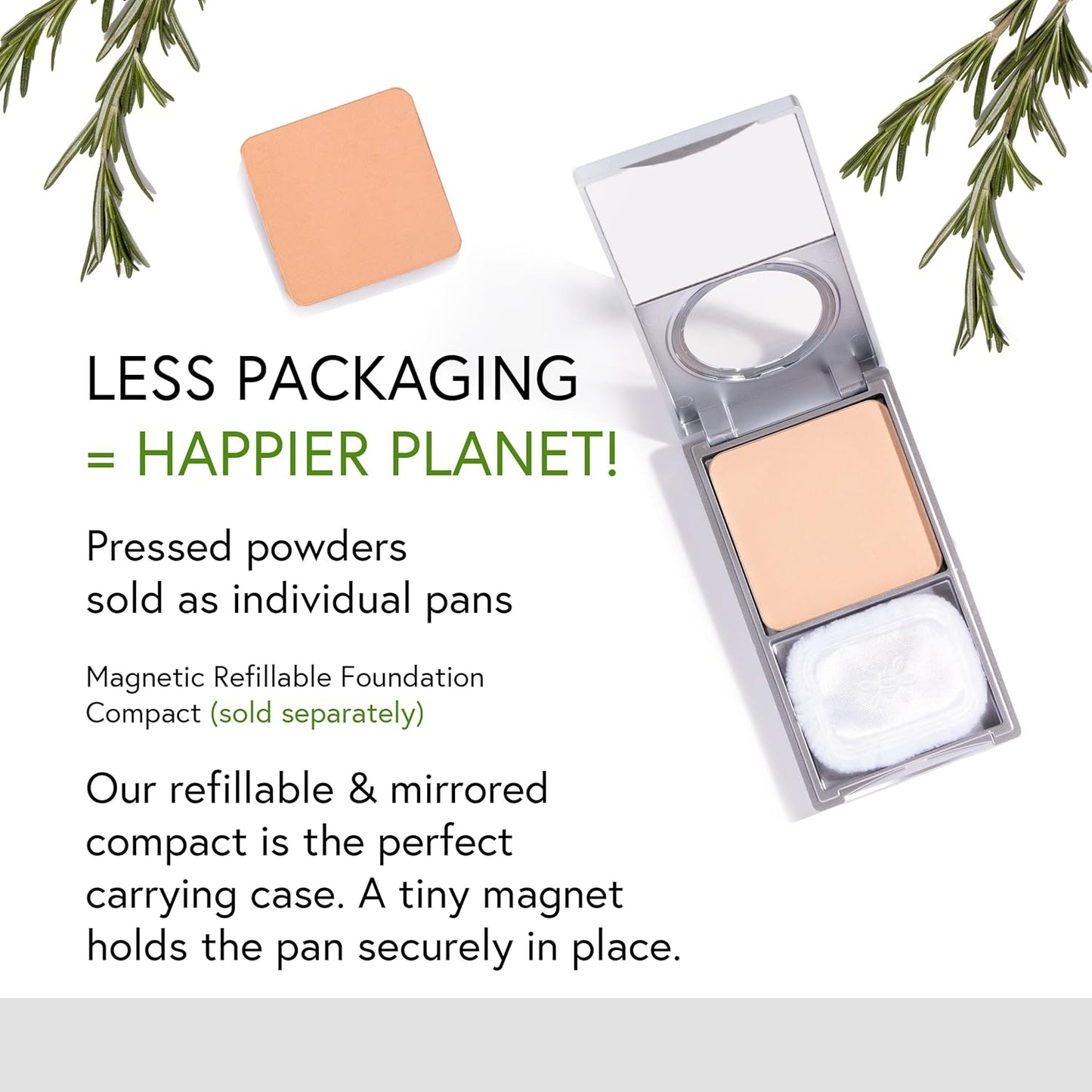 Honeybee Gardens Pressed Mineral Powder Foundation Refill, Montego, Warm Tan Neutral Shade, Adjustable Coverage, Natural Finish, With Botanical Extracts And Vitamin E, 7.5g