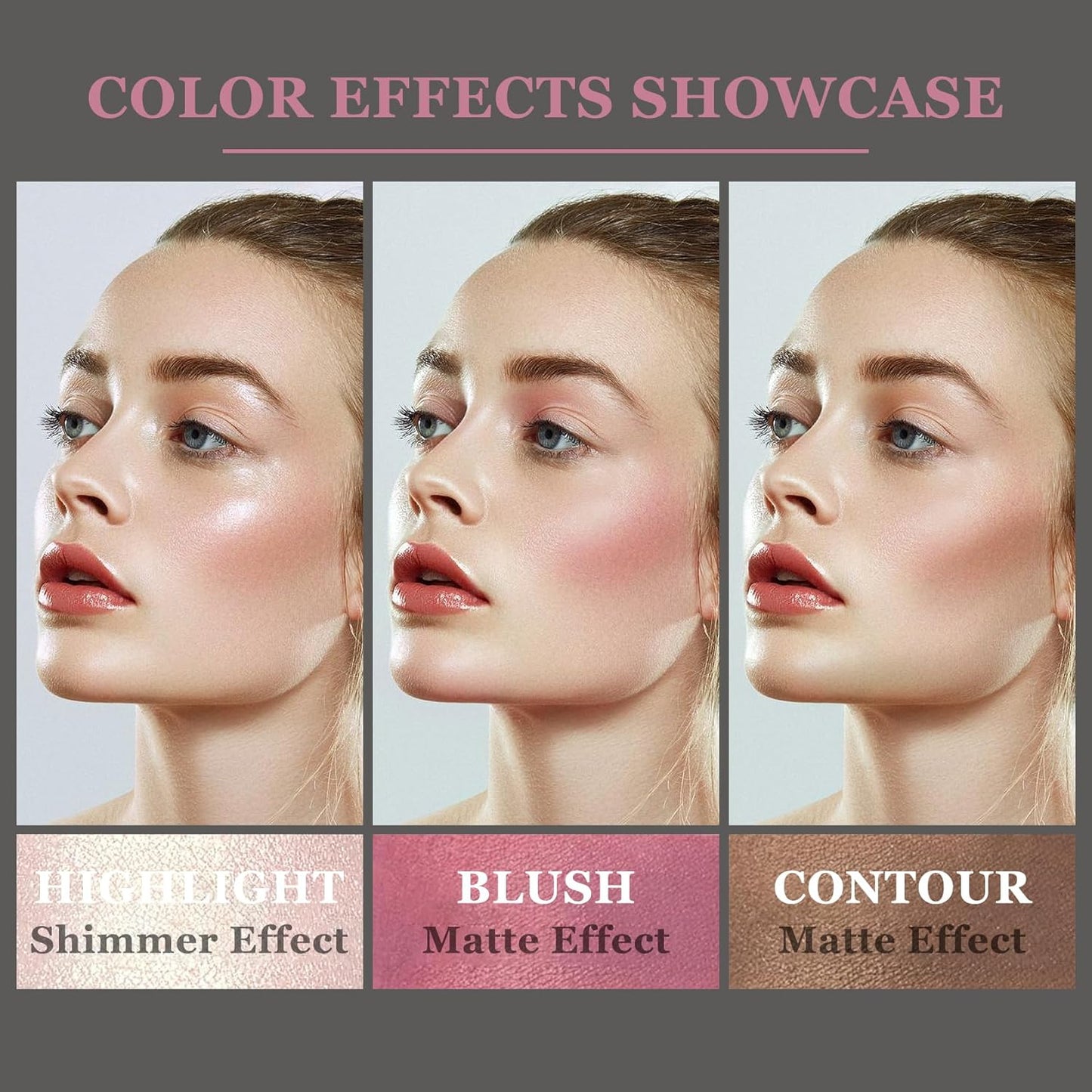 3Pcs Cream Contour Stick Makeup Kit with Makeup Brush,Shades with Highlighter,Brush Stick,Cream Bronzer for Sculpt the Cheeks,Long-lasting Waterproof Lightweight Contour Set