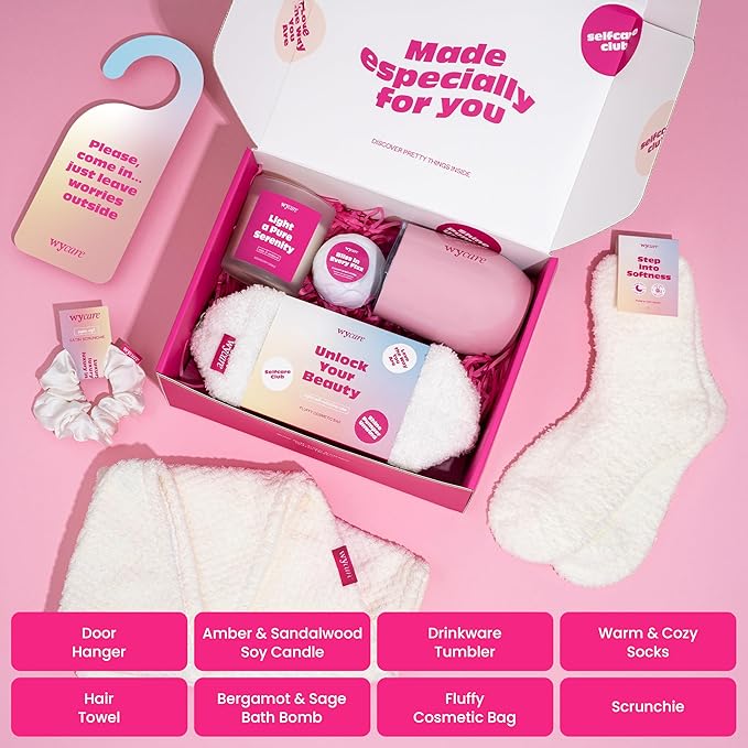 Wycare Gift Box for Women - Perfect Birthday Spa Gift Baskets for Women - Best Friend Birthday Box Care Package - Get Well Soon Self Care Set