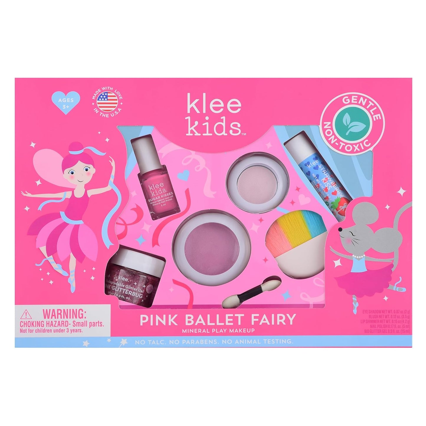 Luna Star Naturals Klee Kids Deluxe Play Makeup Kit. Gentle and Non-Toxic. Made in USA. (Pink Ballet Fairy)