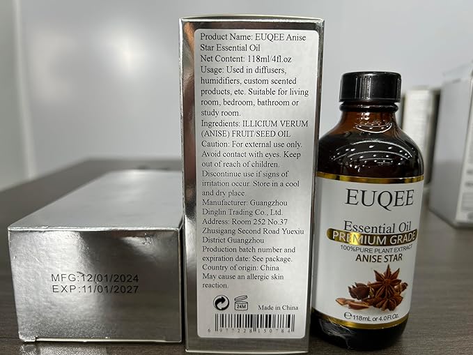 Anise Star Essential Oil 4oz / 118ML Large Capacity Anise Star Oil Pure & Premium Fragrance Essential Oil with Glass Dropper for Candle Soap Making, Diffusers