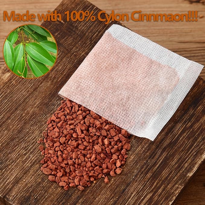 Premium 100 Pure Ceylon Cinnamon Tea Bags, Made with 100% Ceylon Cinnamon Sticks, No Additives & Caffeine Free.
