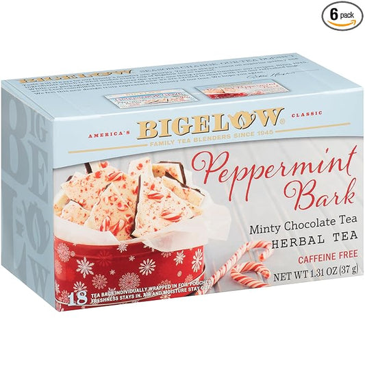 Bigelow Peppermint Bark Herbal Tea, Caffeine Free, 1.31 Ounces (Pack Of 6)
