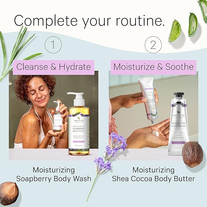 Tree to Tub Lavender Shea Butter Body Lotion for Dry Skin - Moisturizing Sensitive Skin Lotion - Shea Butter Hand Cream for Dry Cracked Hands - Moisturizing Sensitive Skin Hand