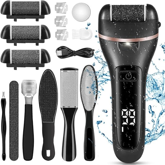 Premium Electric Foot Callus Remover Kit 18 Pieces for Feet Foot Filer Dead Skin Remover for Feet Callous Remover Tool Electric Pedicure Foot File Kit Luxurious (Black)