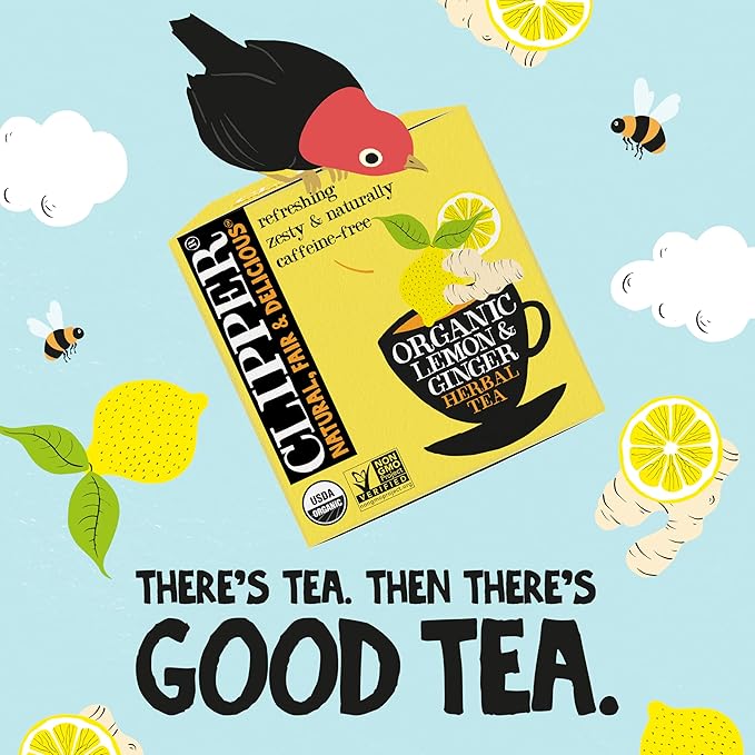 Clipper Tea Lemon & Ginger Teabags – Caffeine Free, USDA Organic, Great Hot or Iced – Aromatic, Natural, Fair & Delicious – 200 Tea Bags