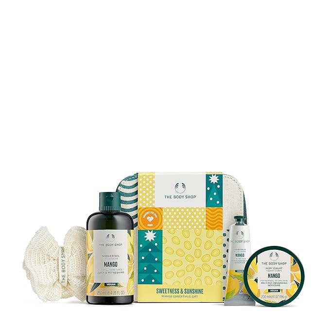 The Body Shop Sweetness & Sunshine Mango Essentials Body Care Holiday Gift Set, Vegan, 4-Piece Set