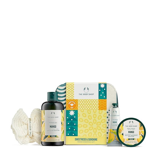 The Body Shop Sweetness & Sunshine Mango Essentials Body Care Holiday Gift Set, Vegan, 4-Piece Set