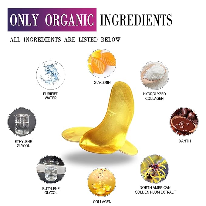 Vandarllin24K Gold Powder Gel Collagen Eye Masks Sheet Patch, Remove Bags,Dark Circles &Puffiness,Reduce Wrinkle,Moisturising,Hydrating for Blackheads (200Pairs)