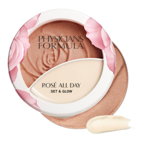 Physicians Formula Rosé All Day Set & Glow Highlighter Face Makeup Powder Sunlit Glow, Dermatologist Approved