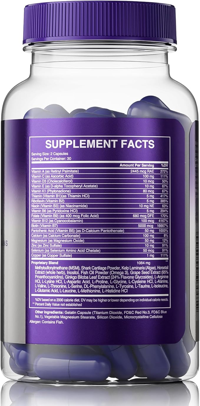 The Mane Choice MANETABOLISM Plus Healthy Hair Growth Vitamins - Supplements for Longer, Thicker, Healthier Hair - Hair Skin & Nails Vitamins for Women & Men (60 Capsules) Packaging May Vary