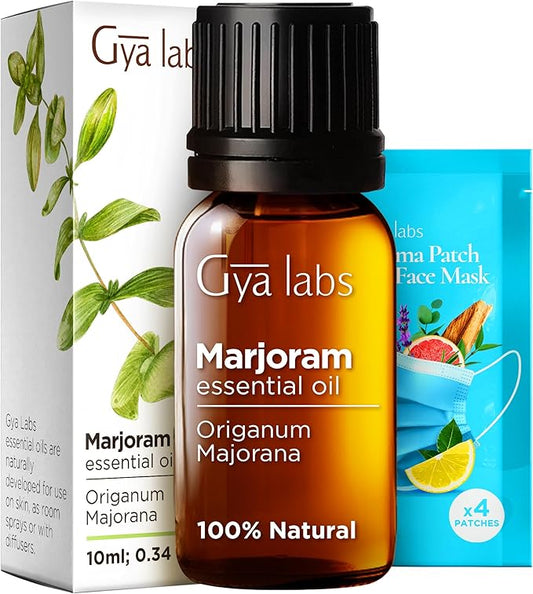 Gya Labs Marjoram Essential Oil for Diffuser - 0.34 Fl Oz - 100% Pure Natural Marjoram Oil for Skincare, Aromatherapy & Candles Making DIY, Massages - Sweet Minty Scent