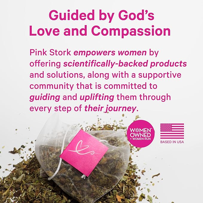 Pink Stork No Flow - Organic Sage Tea to Dry Up Breast Milk Supply and Decrease Milk Production, Stop Breastfeeding, Wean Lactation Naturally, Postpartum Essentials - Hot or Iced - 15 Sachets