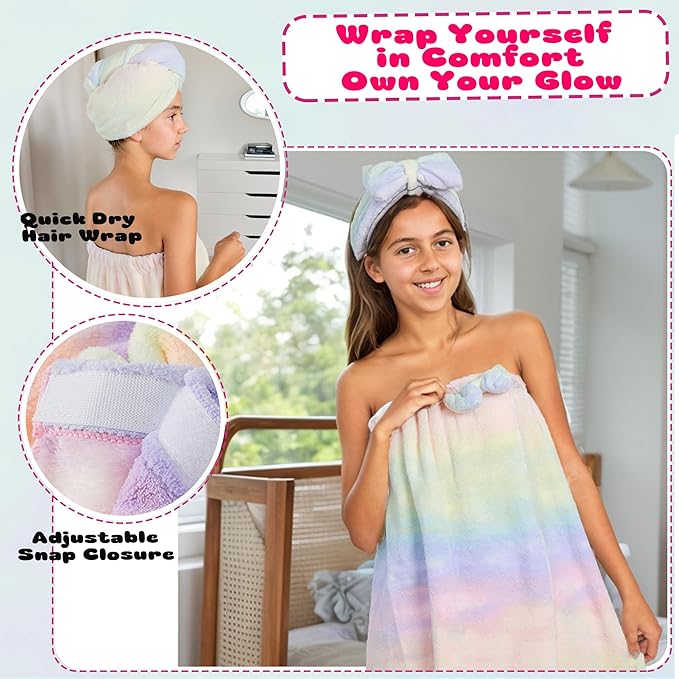 Gifts for Teen Girls & Women | Self-Care Girl Spa Kit with Body & Hair Wrap, Headband, Candle and More | Teenage Girl Birthday Gift Basket for Tweens | First Period, Self-Love, Graduation Essentials