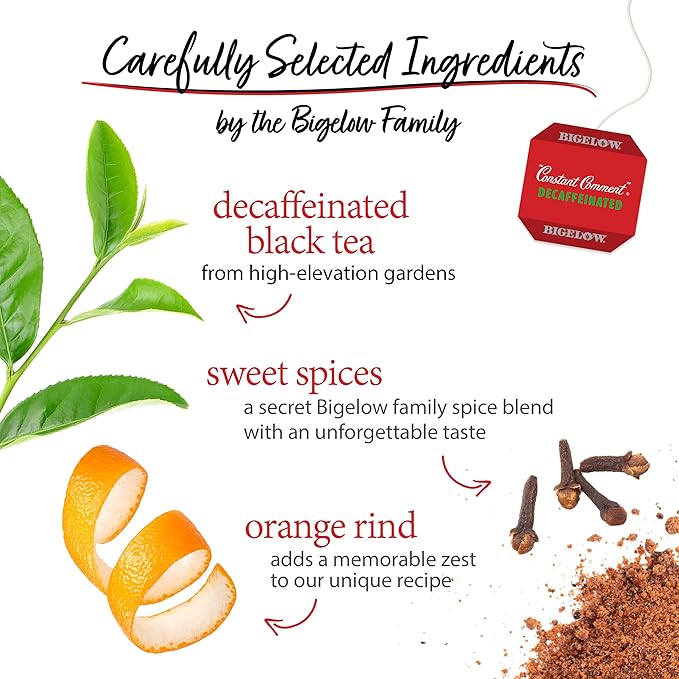 Bigelow Tea Decaffeinated Constant Comment Black Tea, Decaf Tea, 20 Count Box (Pack of 6), 120 Total Tea Bags