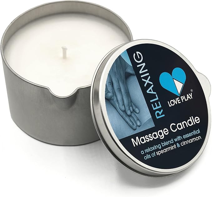LOVE PLAY Relaxing Massage Oil Candle - Moisturizing Body Oil Candle for Couples and Home Spa - Luxurious & Hydrating Skin Care Body Massage Oils - Vegan (6.76oz)