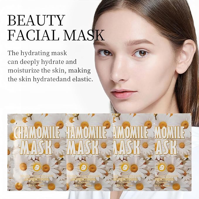 Facial mask Moisturizing face Mask Deep Hydration, Improves Dry Skin, Sheet Mask, 10pcs Sheet Mask Hydrating & Soothing Skin Care (10PCS, Chamomile)