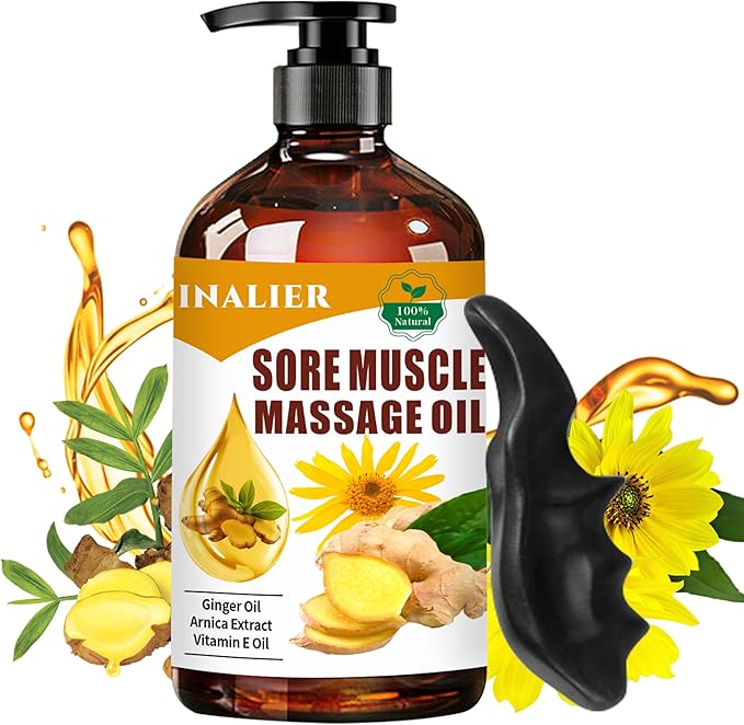 Arnica Massage Oil - Relaxing Body Massage for Date Night & Therapy, Ginger Oil for Lymphatic Drainage, Gifts for Men & Women