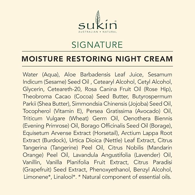 Sukin Organics Moisture Restoring Night Cream, 4.06 Fl. Oz.