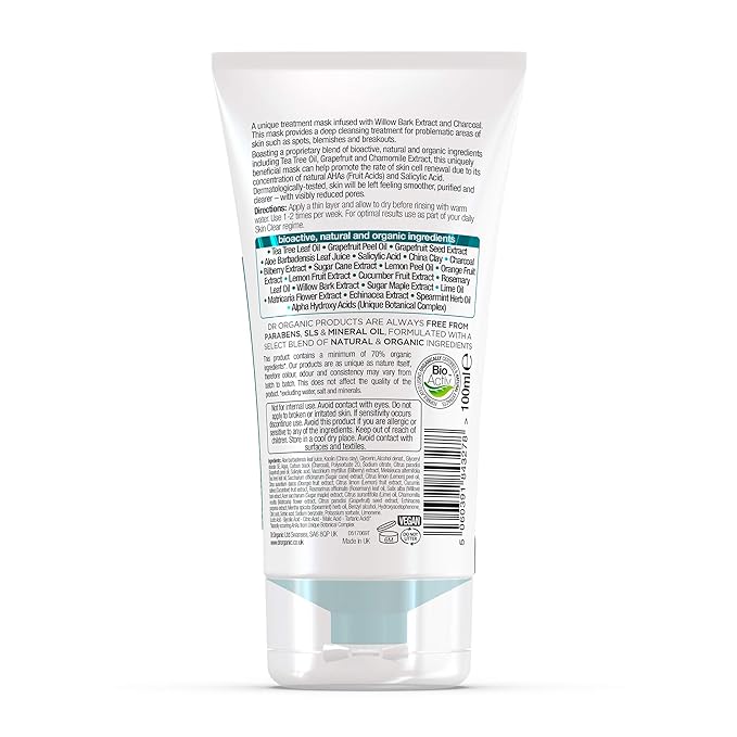 Dr Organic Skin Clear Deep Pore Charcoal Face Mask 100ml