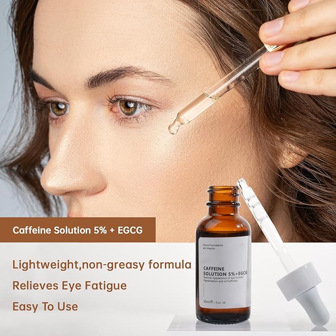 Caffeine Solution 5% + EGCG For Face, 30ML Moisturizing Caffeine Eye Serum For Dark Circles & Puffiness, Under Eye Solution For Fine Lines.