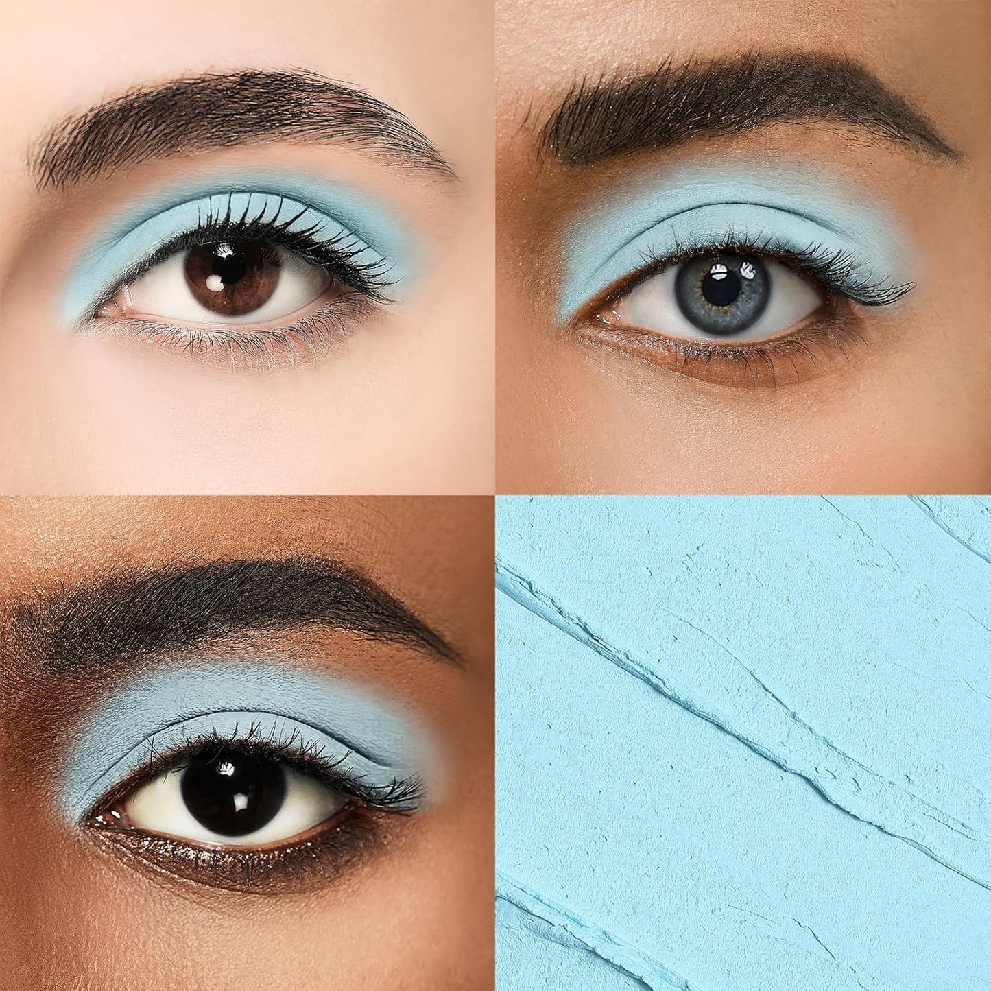 Cream Waterproof Hypoallergenic Eyeshadow Stick, long wear Metallic Glitter Matte Eye Shadow Pencil With Makeup Brush, Eye Brightener, 44 Matte Sky Blue